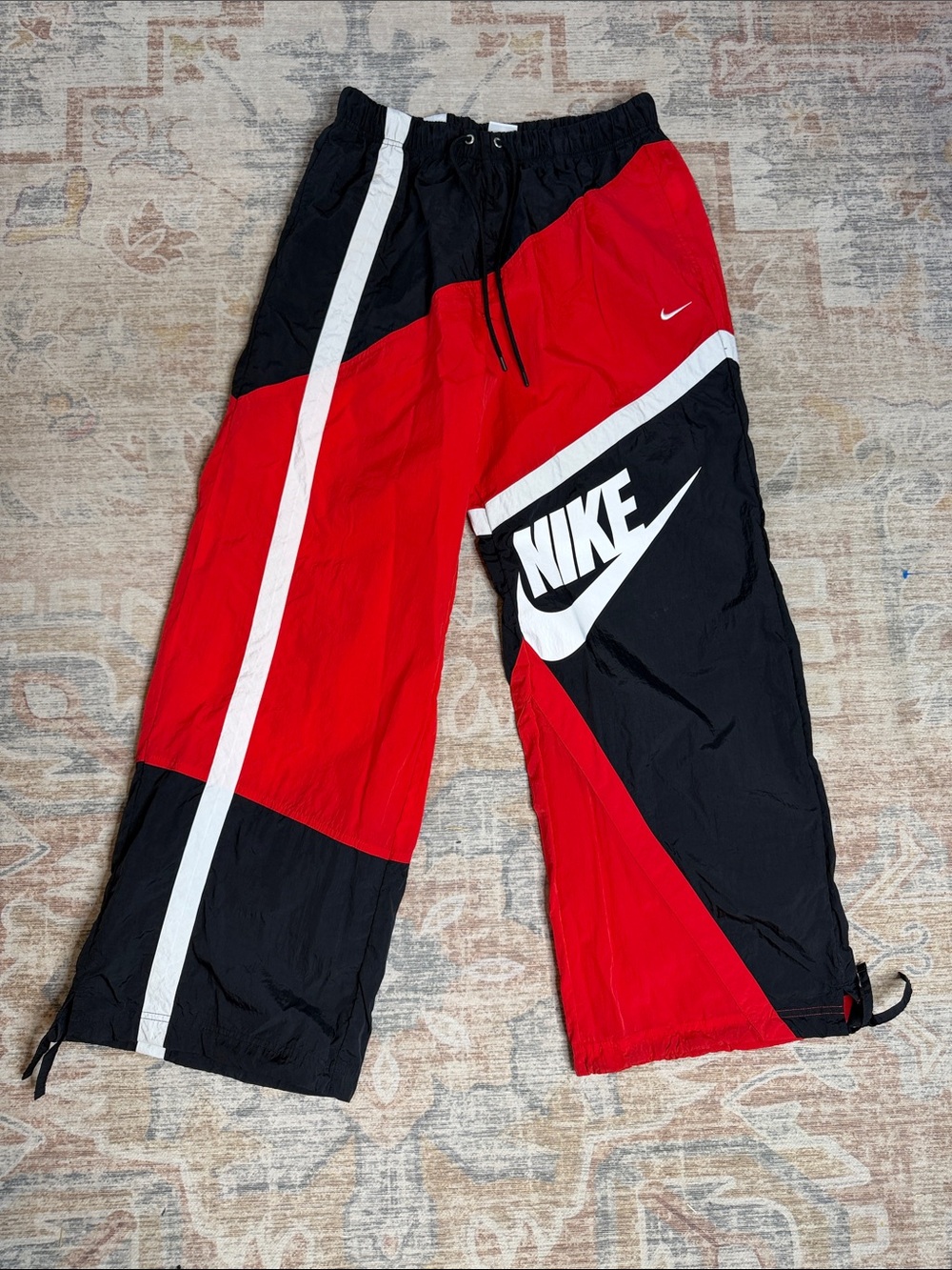Nike Red, Black & White Colorblock Kids Joggers Parachute style